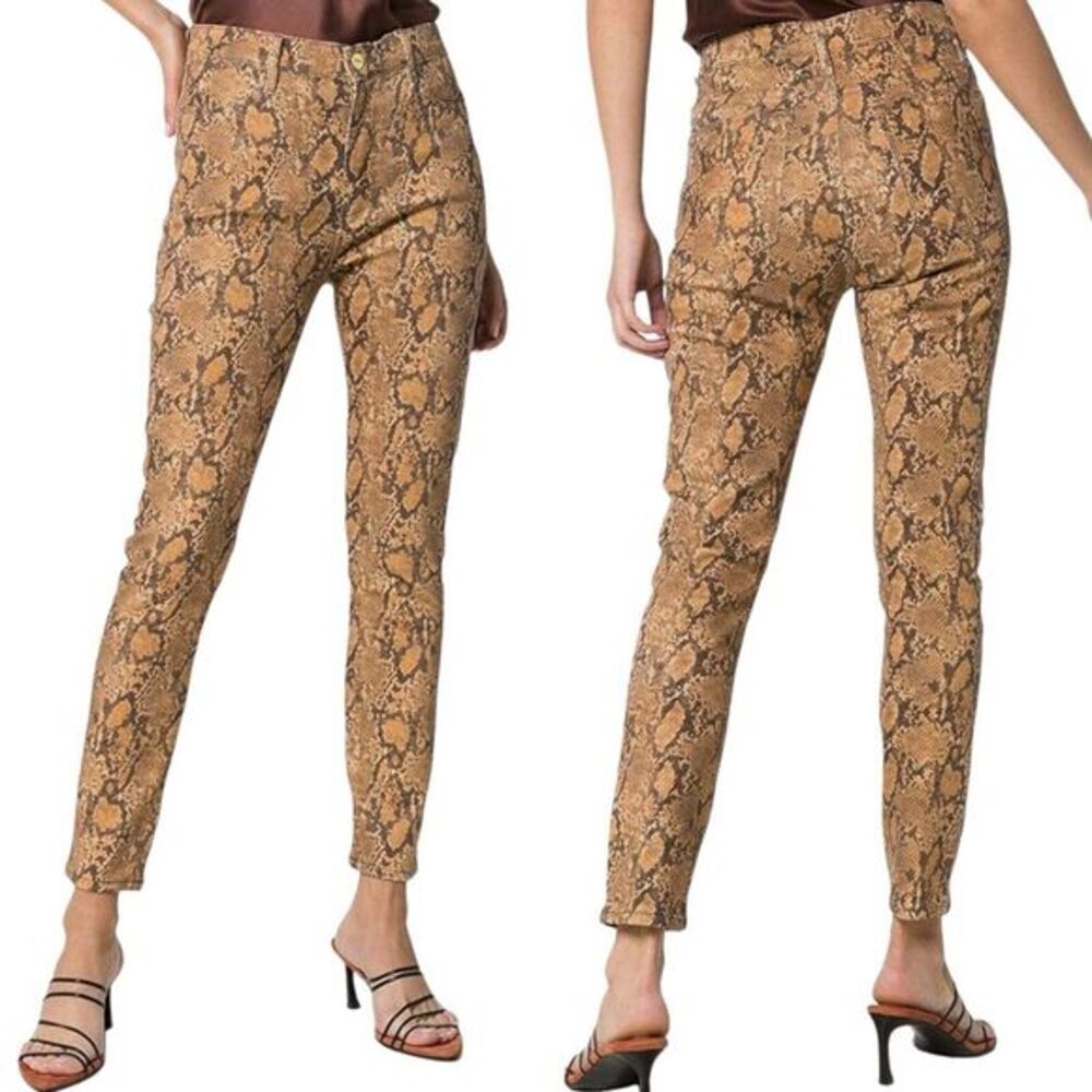 NWT Frame Jeans Size 24 Le High Waist Skinny Crop Coated Python‎ Snake Print